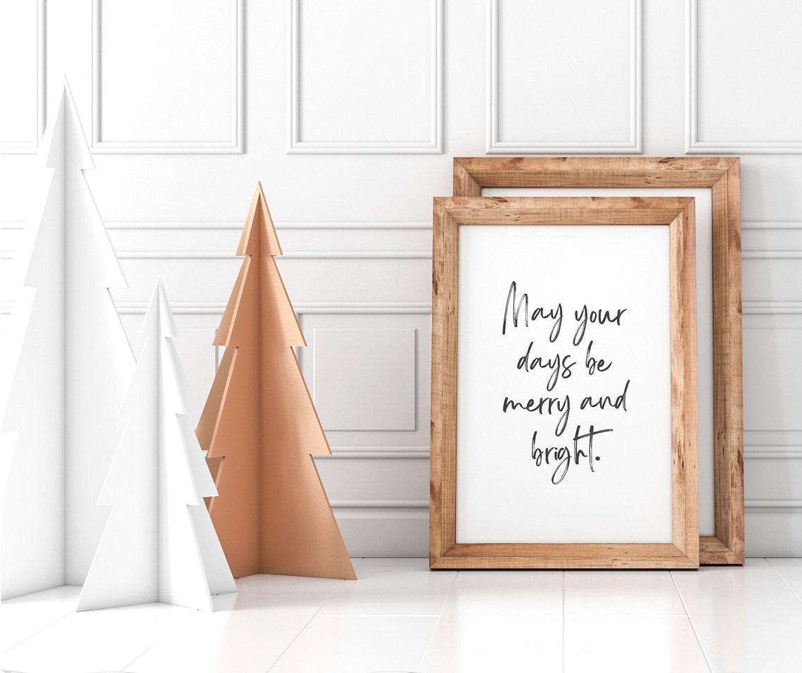 May Your Days Be Merry and Bright Script Quote Wall Decor Poster - Image 3