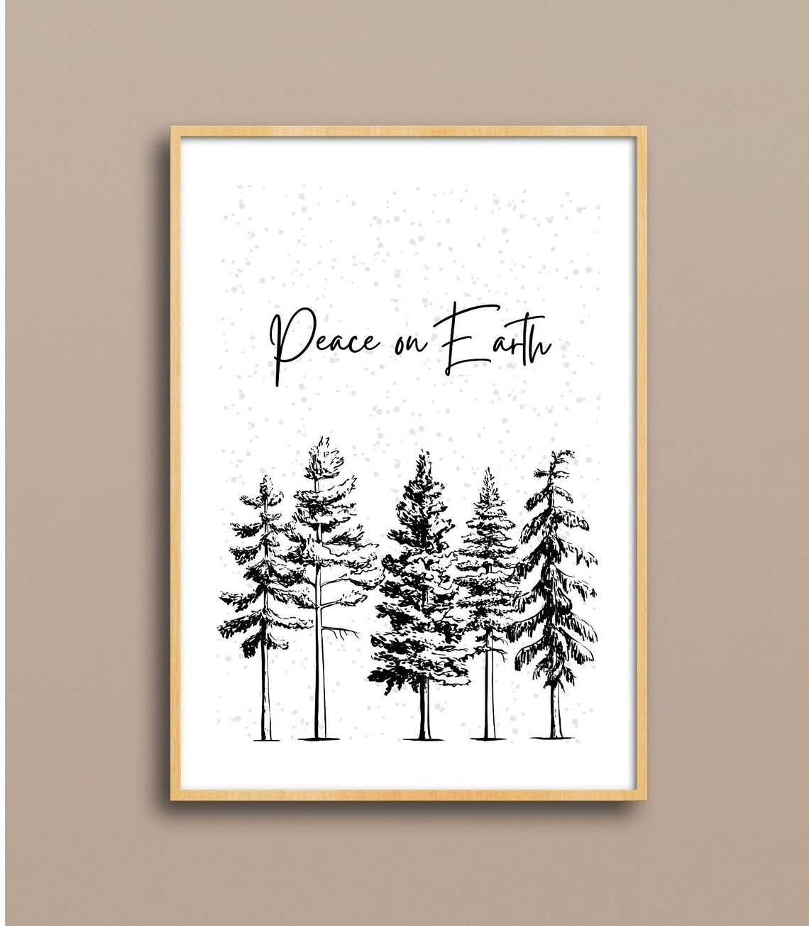 Peace On Earth Minimalist Christmas Trees Line Art Print - Image 2