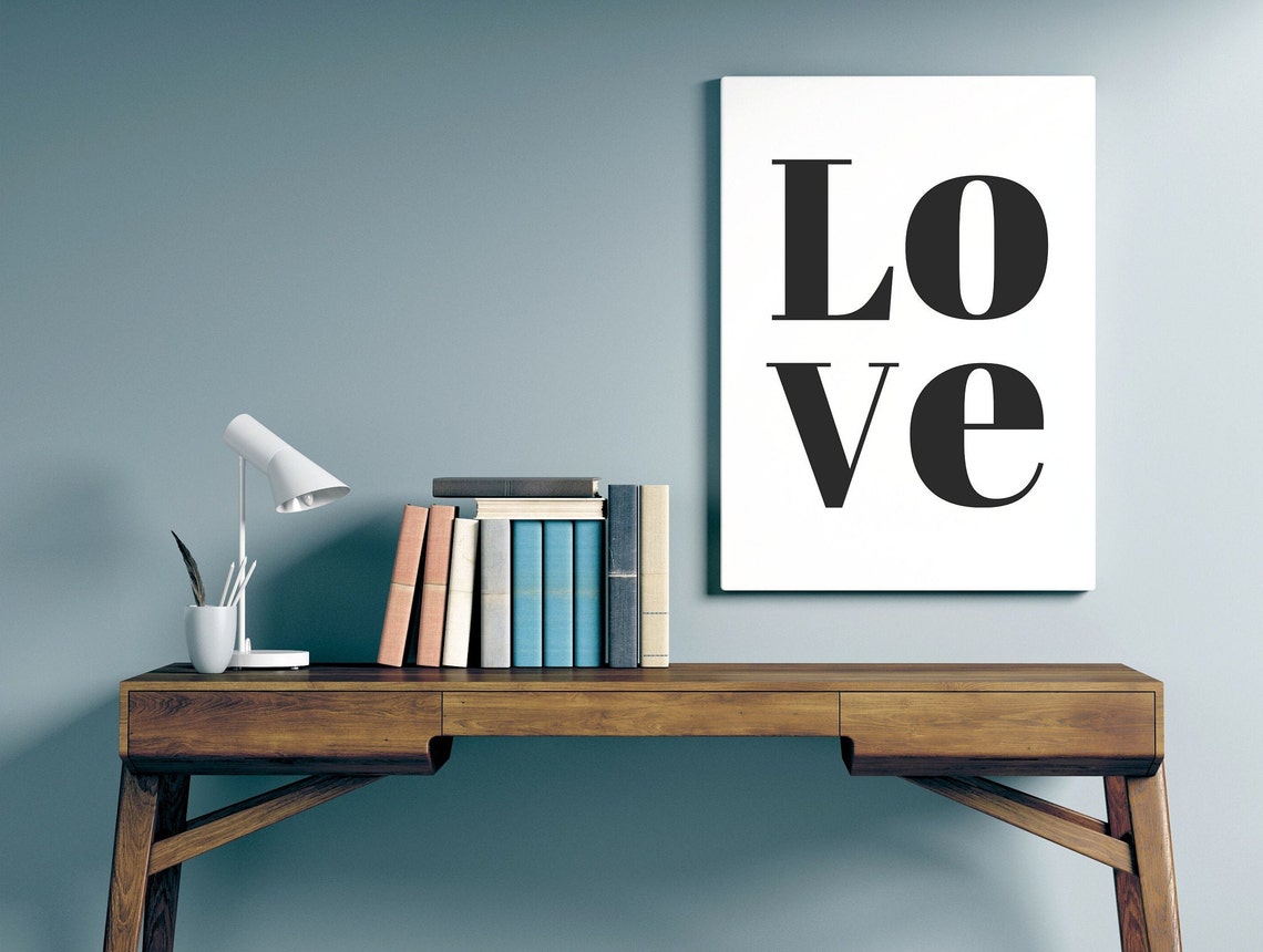 Love Typography Bold Black White Minimal Word Art Wall Decor Poster - Image 3