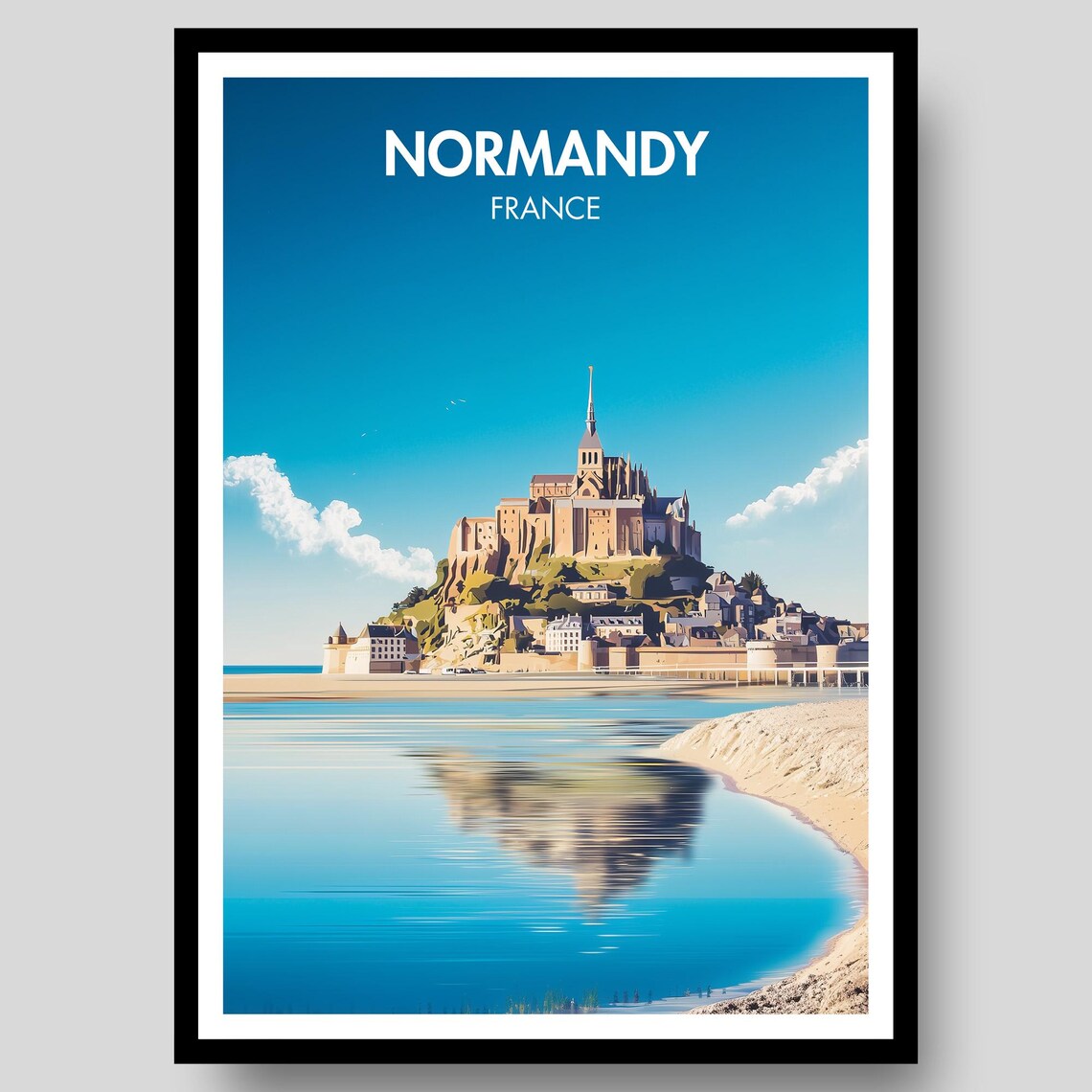 Normandy France Mont Saint Michel Tidal Island Travel Poster