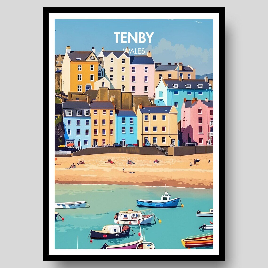 Tenby Poster, Welsh Gift, Pembrokeshire Cymru