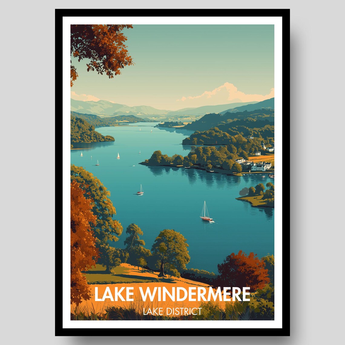 Lake Windermere District Travel Poster Art Print