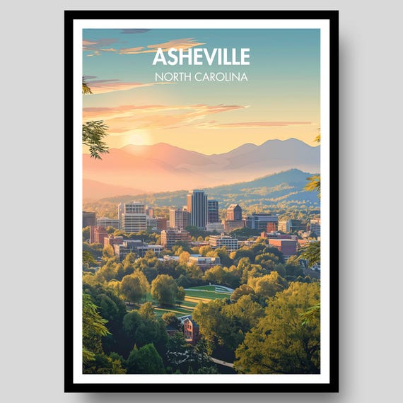 Asheville Poster North Carolina Wall Art Skyline