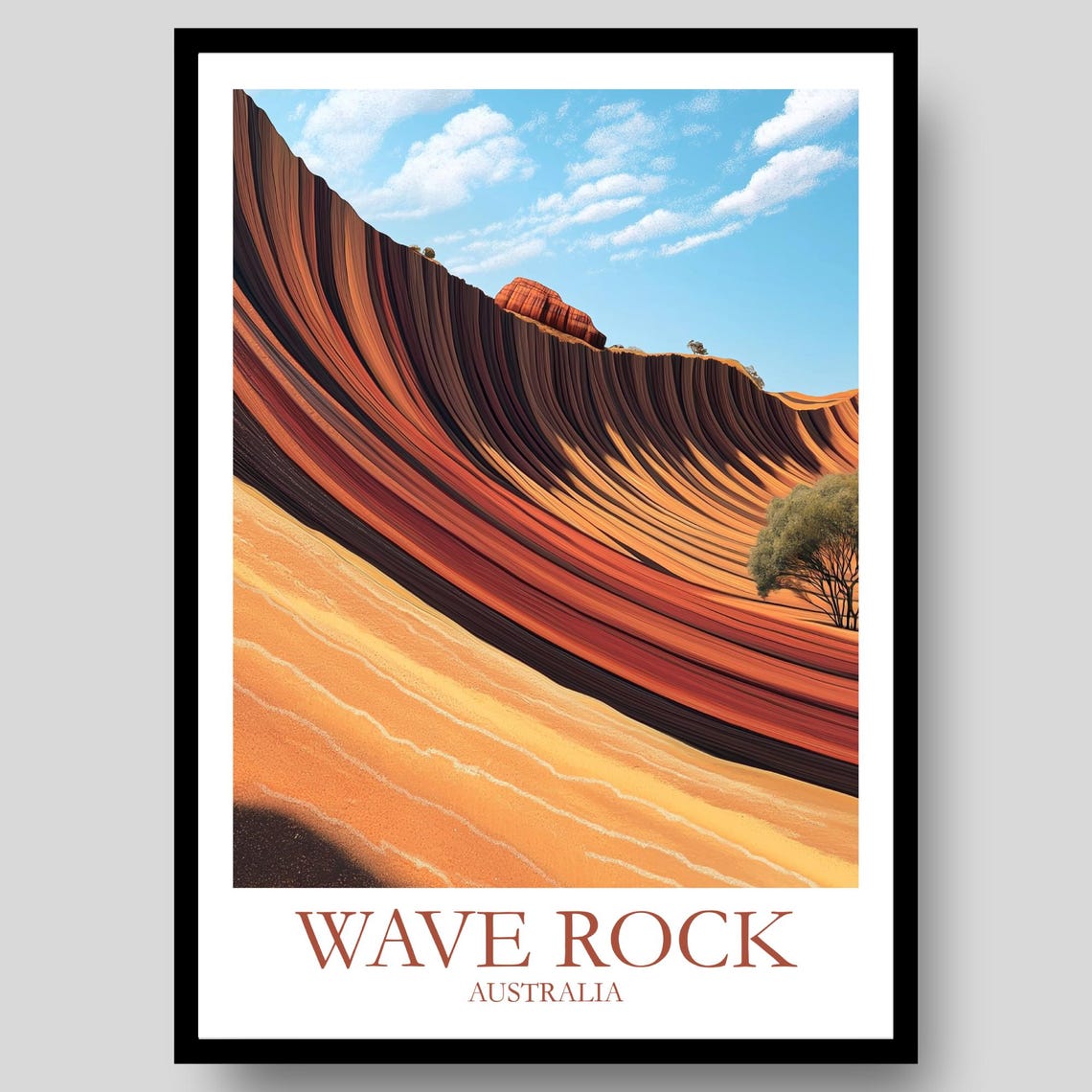 Wave Rock Australia Striped Red Granite Wave Formation Poster