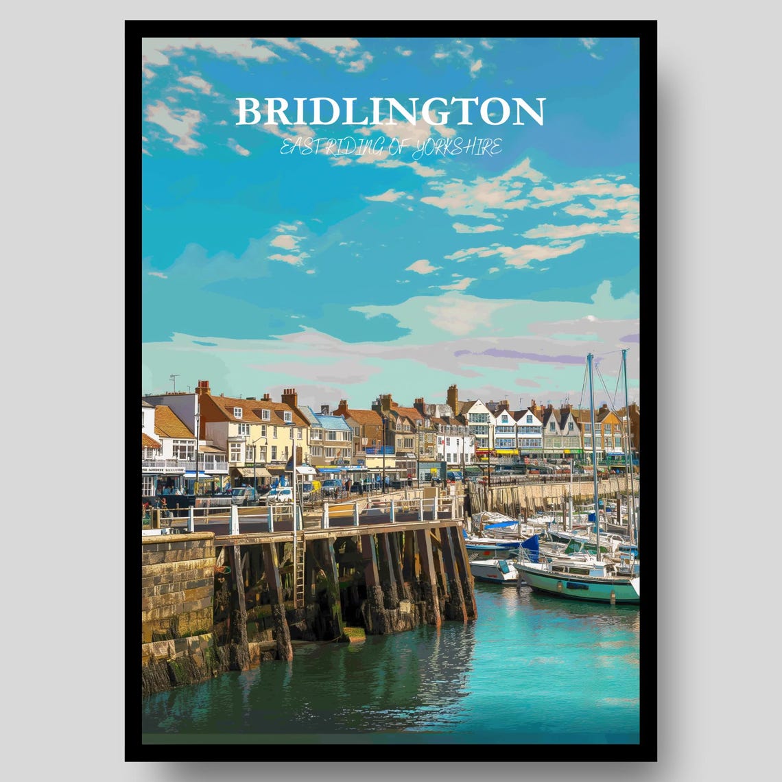 Bridlington East Riding Yorkshire Harbour Pier Boats Marina Poster