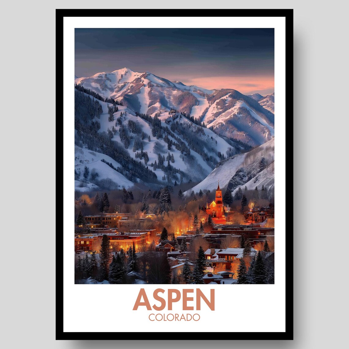 Aspen Souvenir Poster, Colorado Ski Resort