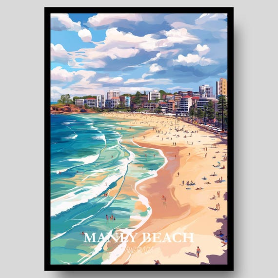 Manly Beach Poster Sydney Australia Wall Art Travel