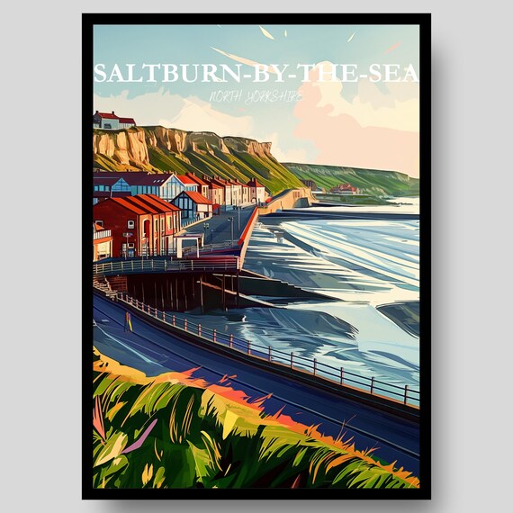 Saltburn By The Sea North Yorkshire Pier Cliffs Beach Sunset Poster