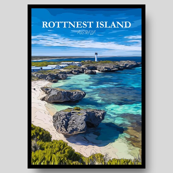 Rottnest Island Australia Travel Poster, Quokkas