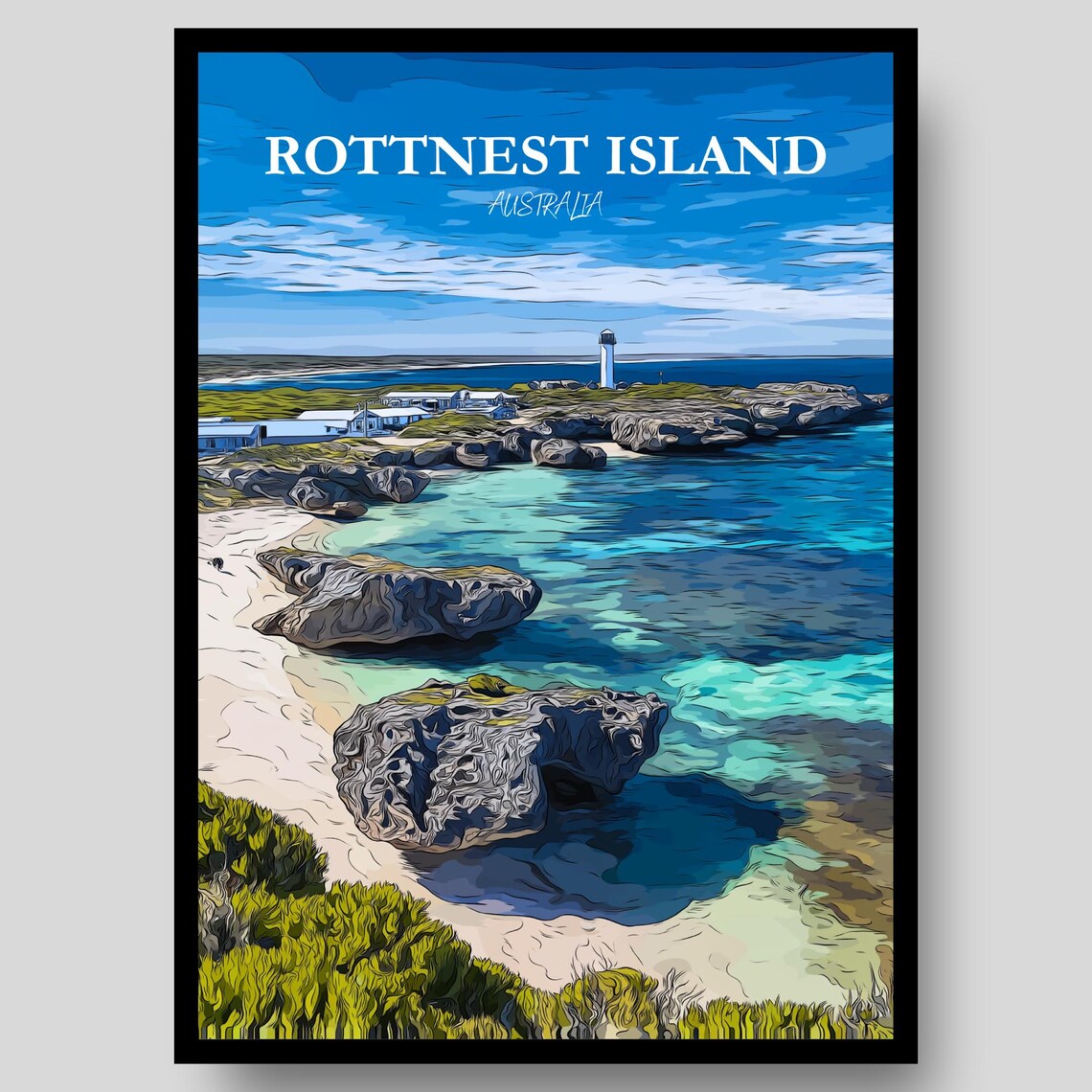 Rottnest Island Australia Travel Poster, Quokkas
