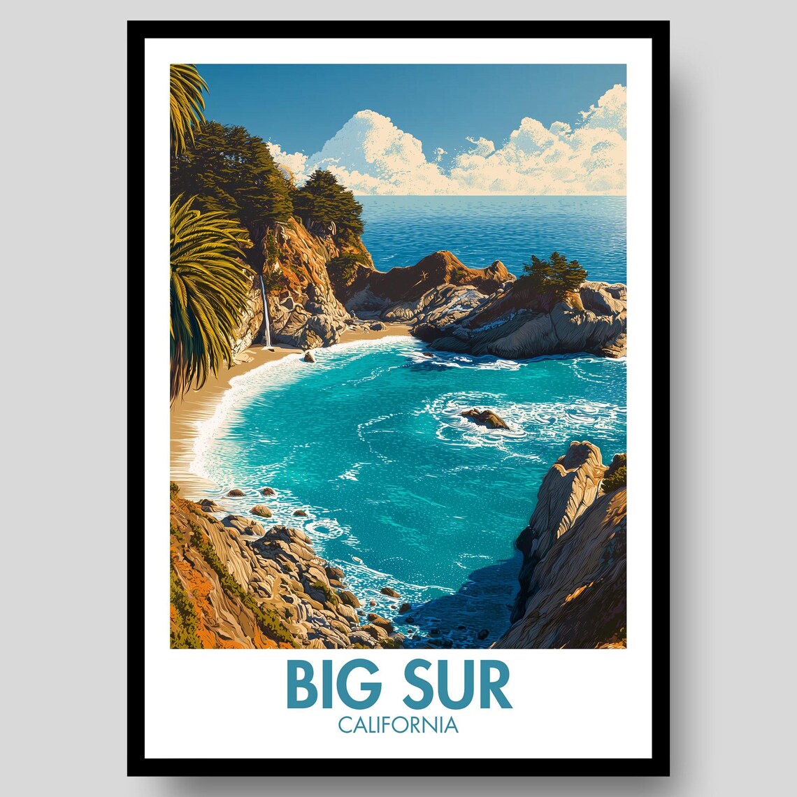 Big Sur Poster Wall Art Painting Print Surf