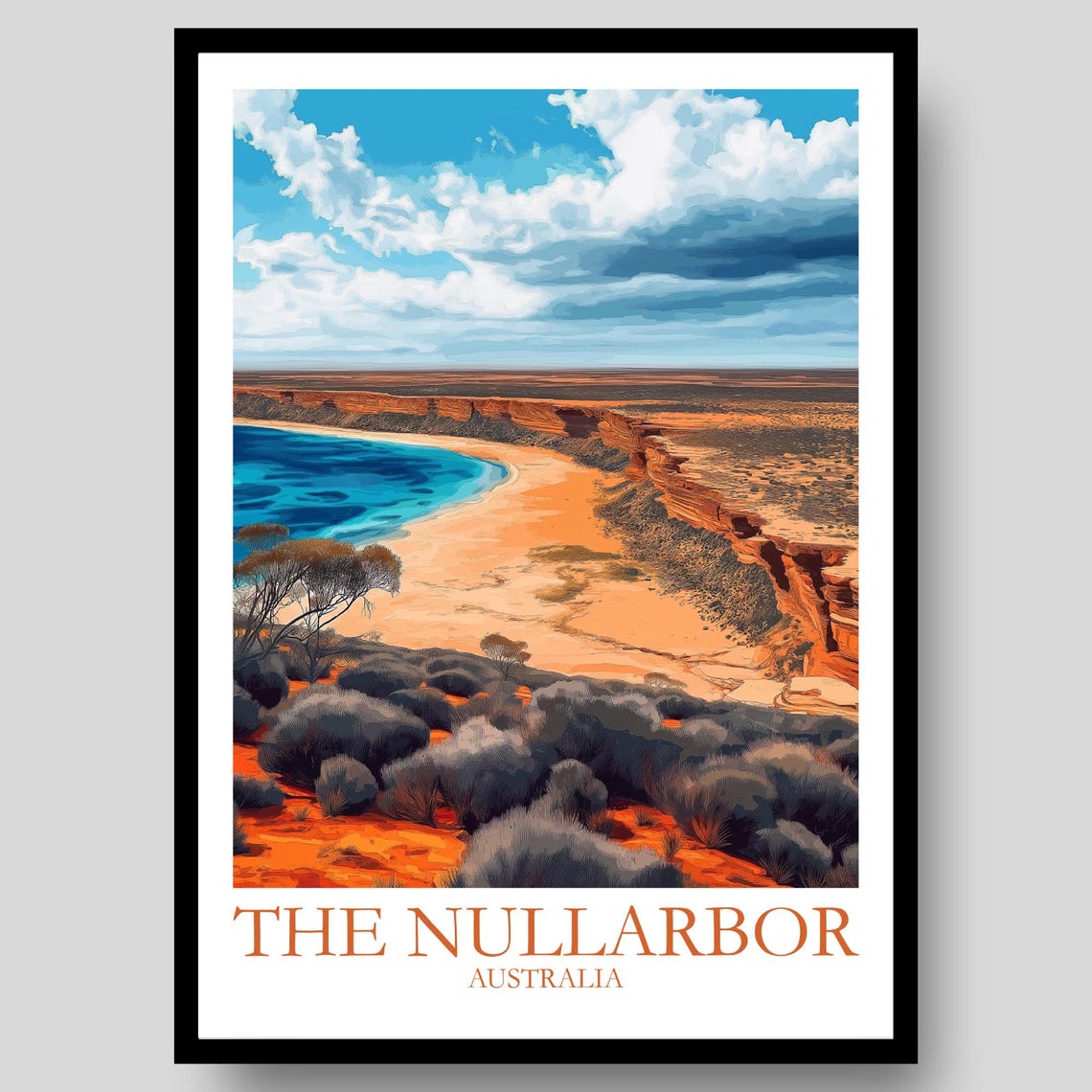 The Nullarbor Australia Red Cliffs Turquoise Cove Coast Poster
