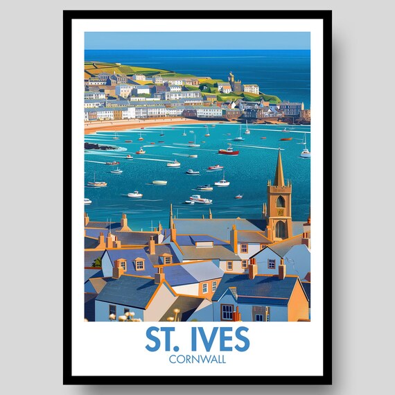 St Ives Poster, Cornwall Coastal Art Print