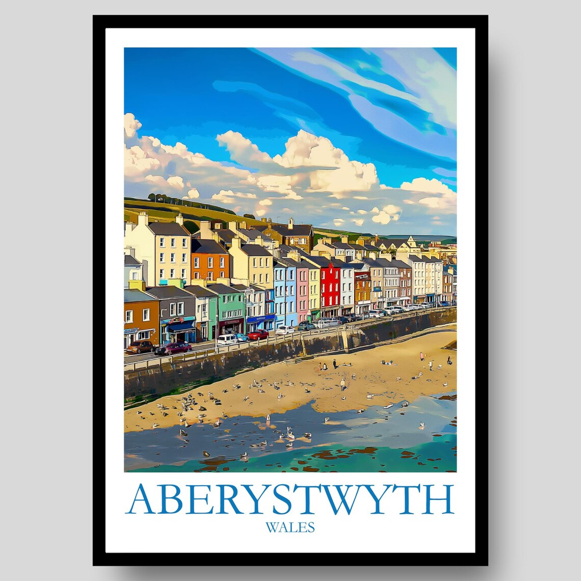 Aberystwyth Welsh Travel Poster, Wales Wall Art