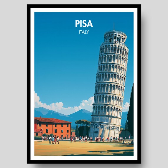 Pisa Italy Leaning Tower Sunny Piazza Italian Landmark Poster