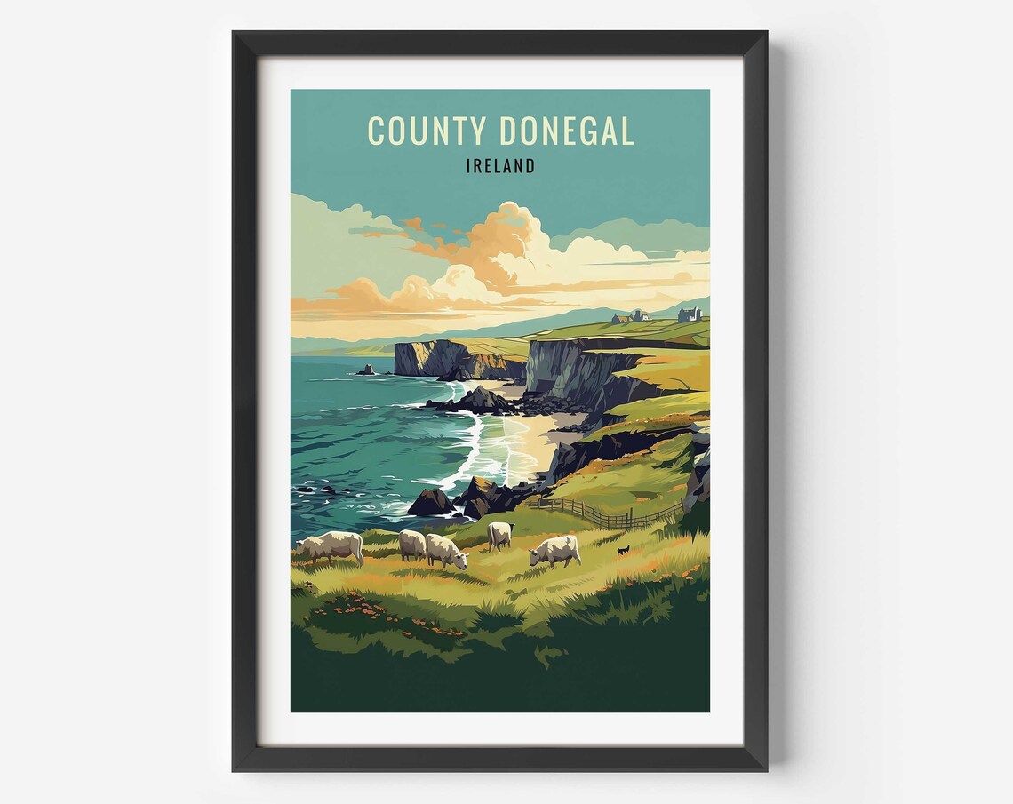County Donegal Ireland Illustration Travel Poster Print