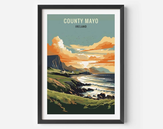 County Mayo Ireland Travel Poster, Wall Art Print