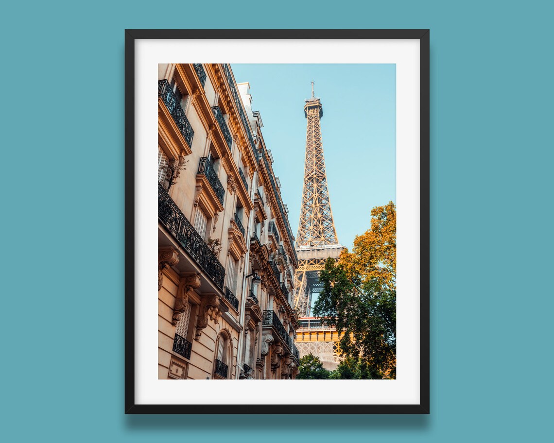 Paris Eiffel Tower Autumn Alley Street View Photography Poster