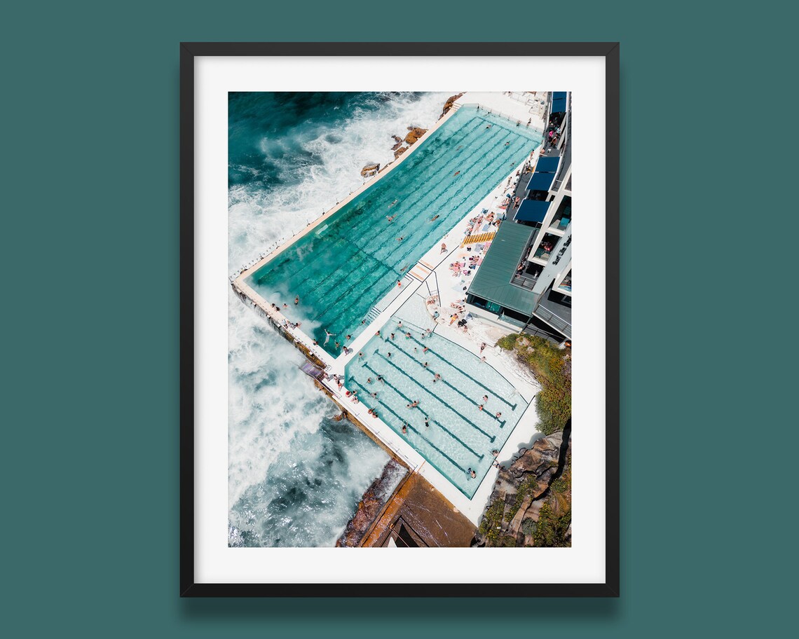 Sydney Bondi Beach Icebergs Art Print, Australia Coastal