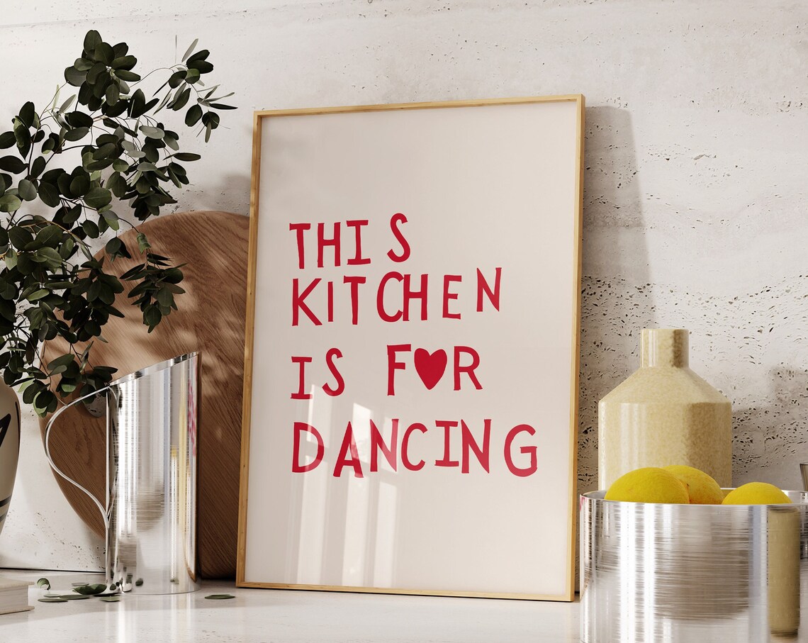 Cute Dance Art Minimalist Heart Kitchen Poster - Image 3