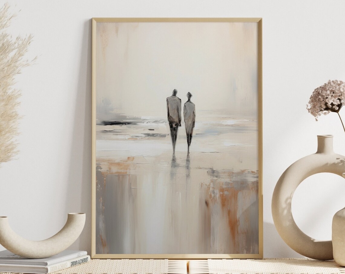 Abstract Lovers Silhouettes Modern Art Print