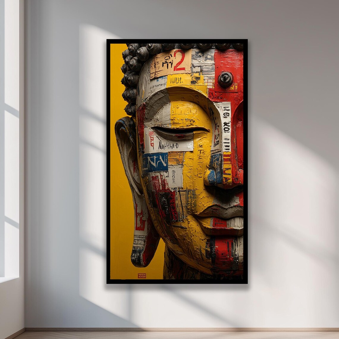 Colorful Buddha Portrait, Spiritual Abstract Art Print