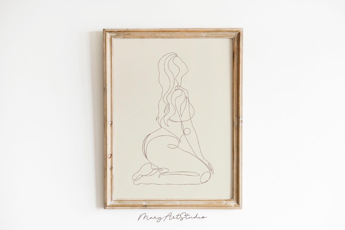 Nude Abstract Female Line Art Modern Woman Body Line Art Figure Line Woman Silhouette Female Naked Women Poster Sexy