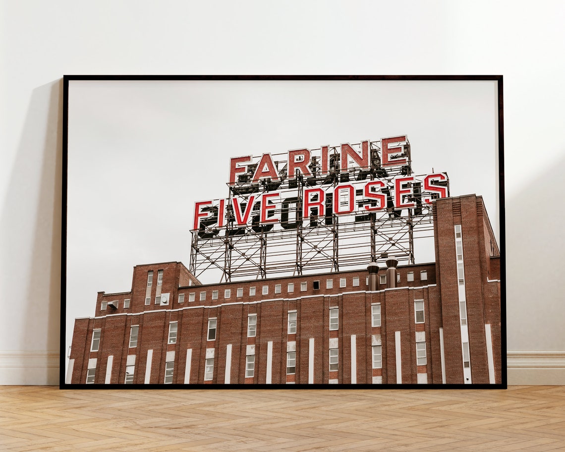 Montreal Farine Five Roses Neon Sign Industrial Landmark Poster