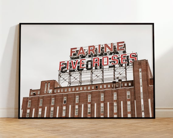 Montreal Farine Five Roses Neon Sign Industrial Landmark Poster