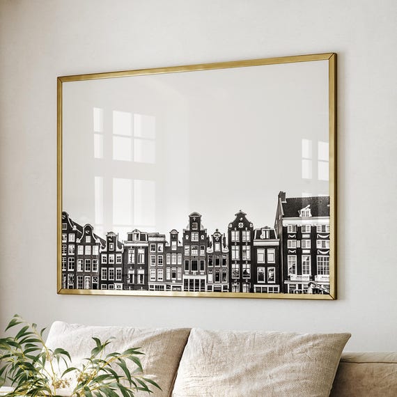 Amsterdam Houses Black And White Art Print