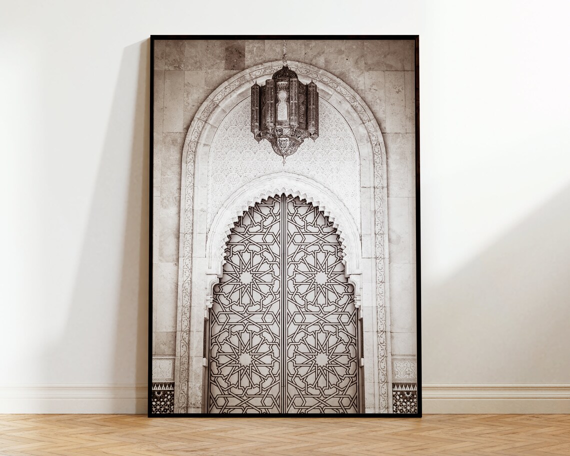 Moroccan Door Print, Neutral Boho Architecture Art Print