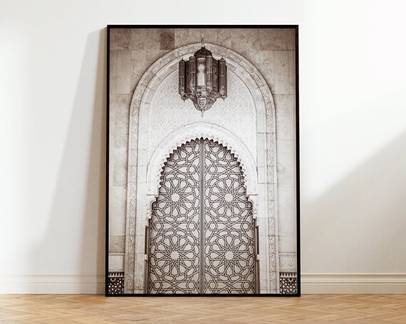 Moroccan Door Print, Neutral Boho Architecture Art Print