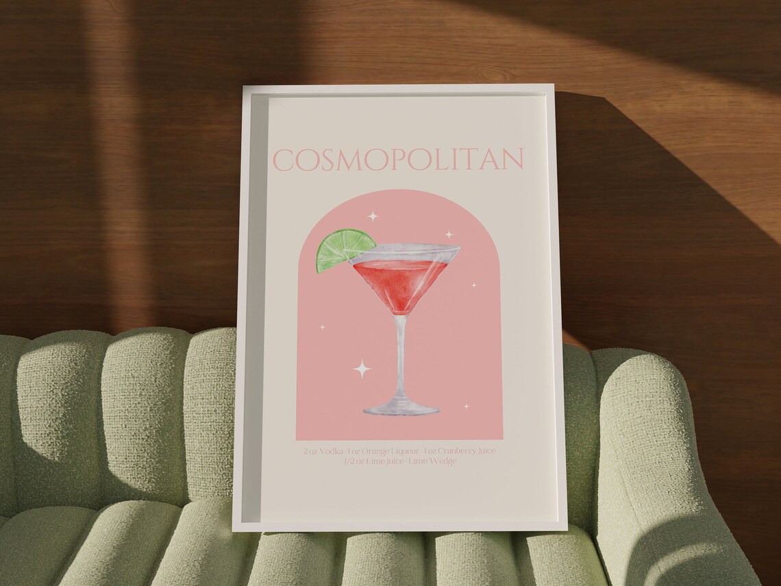 Cosmopolitan Cocktail Poster, Trendy Kitchen Wall Art - Image 2