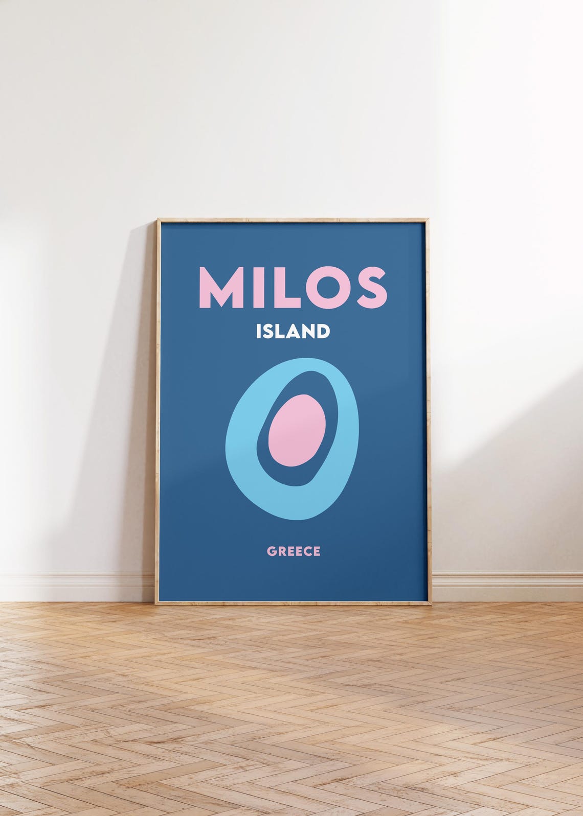Milos Island Greece Blue Abstract Oval Minimalist Travel Poster - Image 5