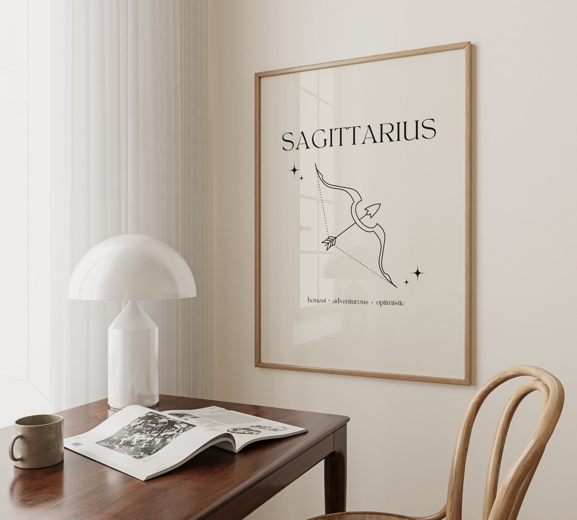 Sagittarius Zodiac Sign Minimalist Bow Arrow Line Art Poster - Image 5