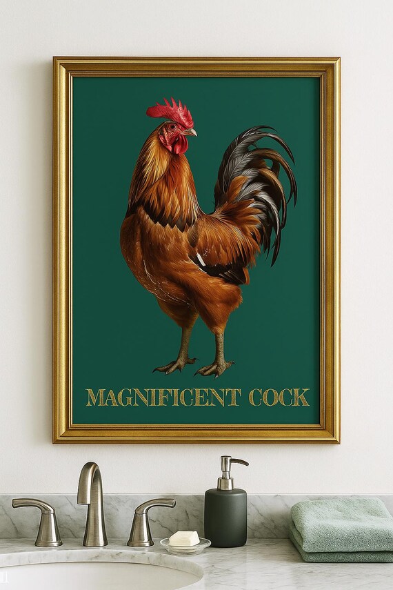 Magnificent Cock Unique Print Bathroom Humour Funny Animal Art Rude Gift Wall Decor