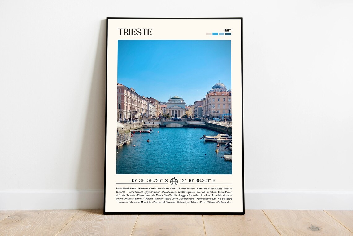 Trieste Italy Grand Canal and Waterfront Cityscape Photo Poster