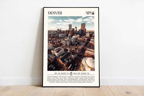 Denver Colorado Aerial Downtown Skyline Winter Photography Poster