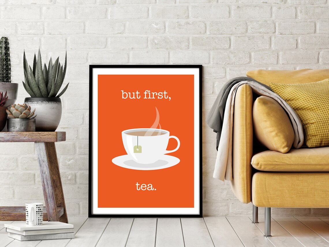 But First Tea Retro Kitchen Art Print, Breakfast Room - Image 2