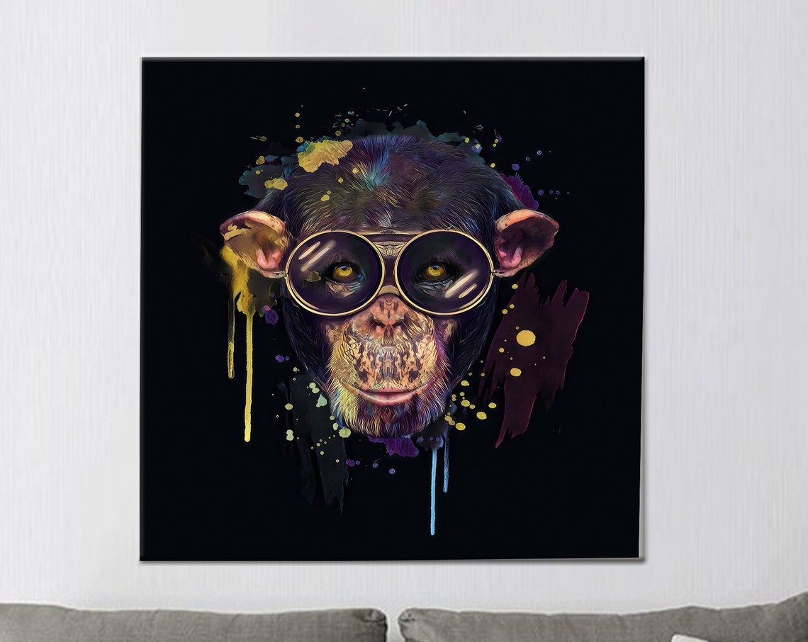 Monkey With Glasses Canvas Art Modern Home Decor