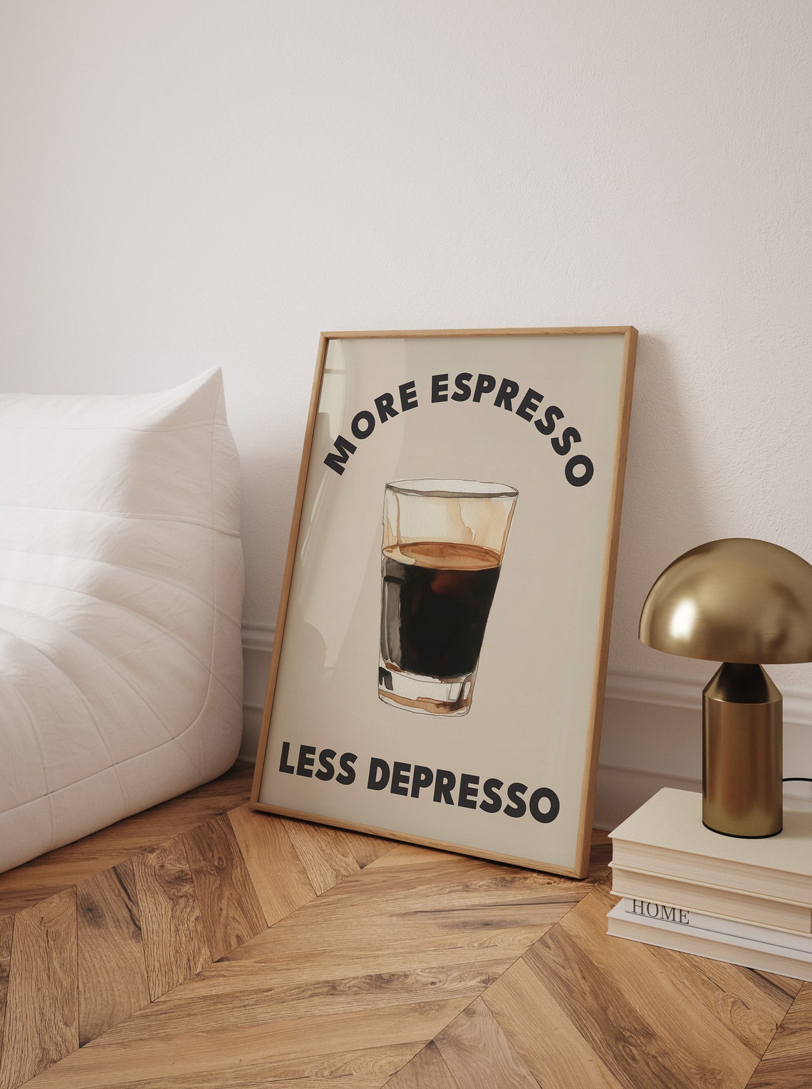 More Espresso Less Depresso Watercolor Coffee Shot Glass Art Poster - Image 2