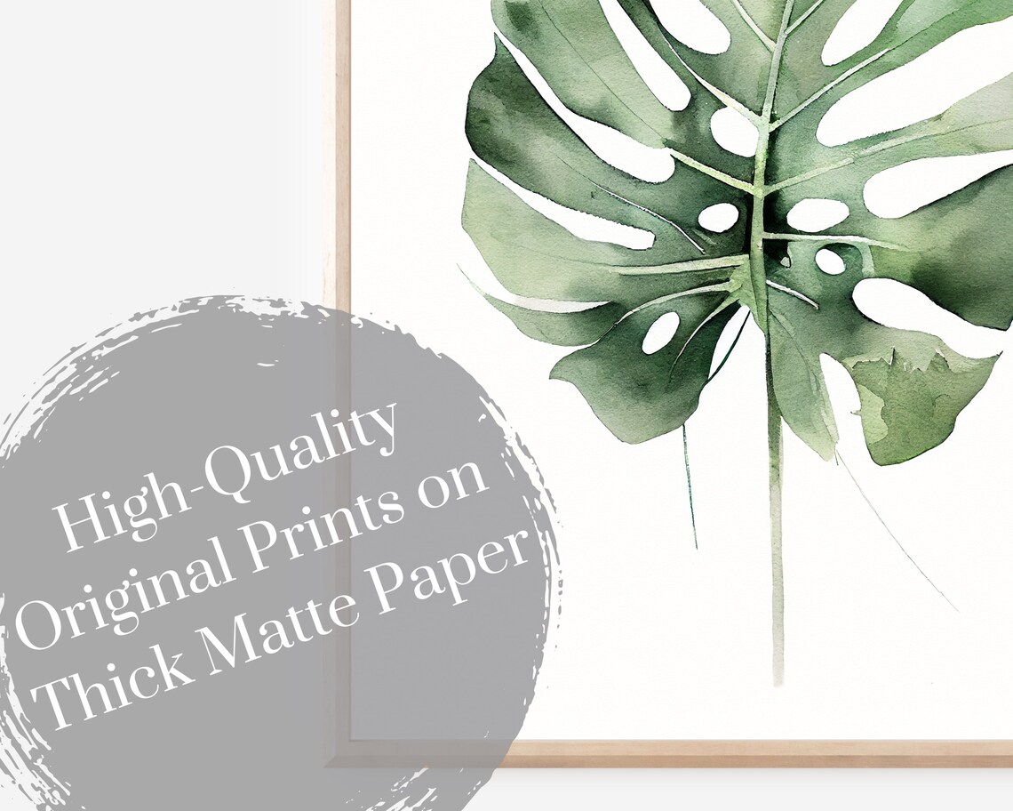 Monstera Watercolor Tropical Plant Leaf Art Print - Image 4