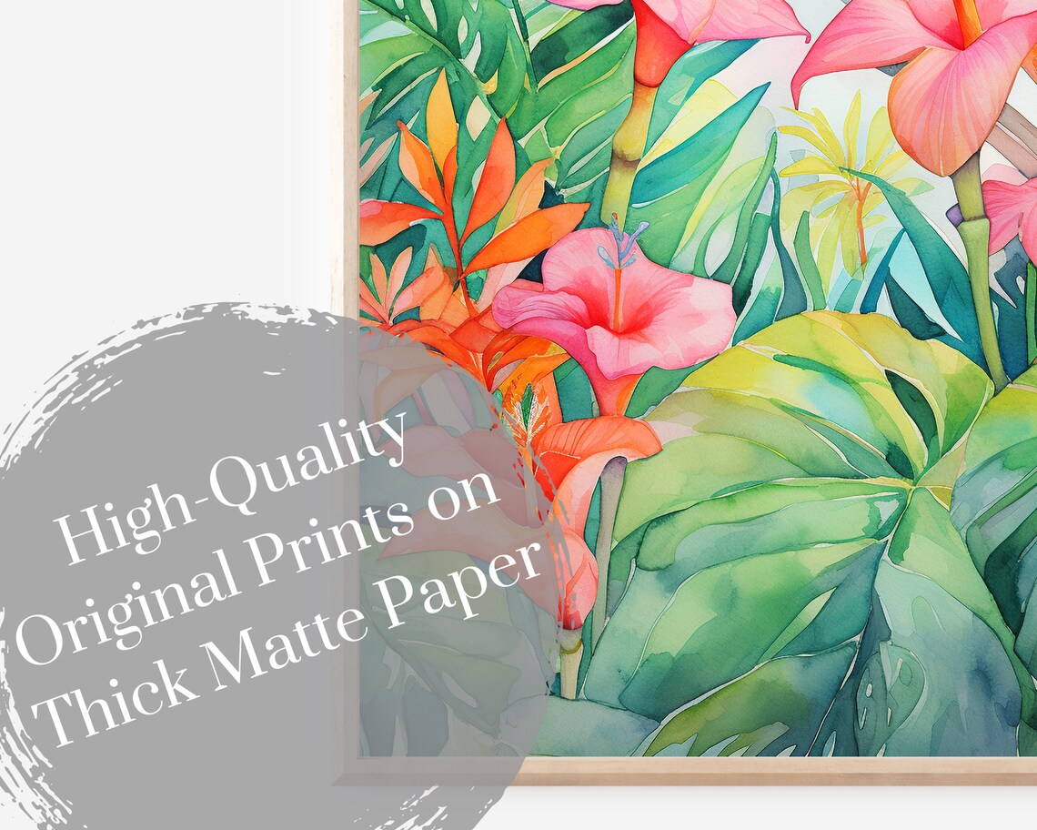 Tropical Blossoms Watercolor Art Print, Hawaiian Floral - Image 3