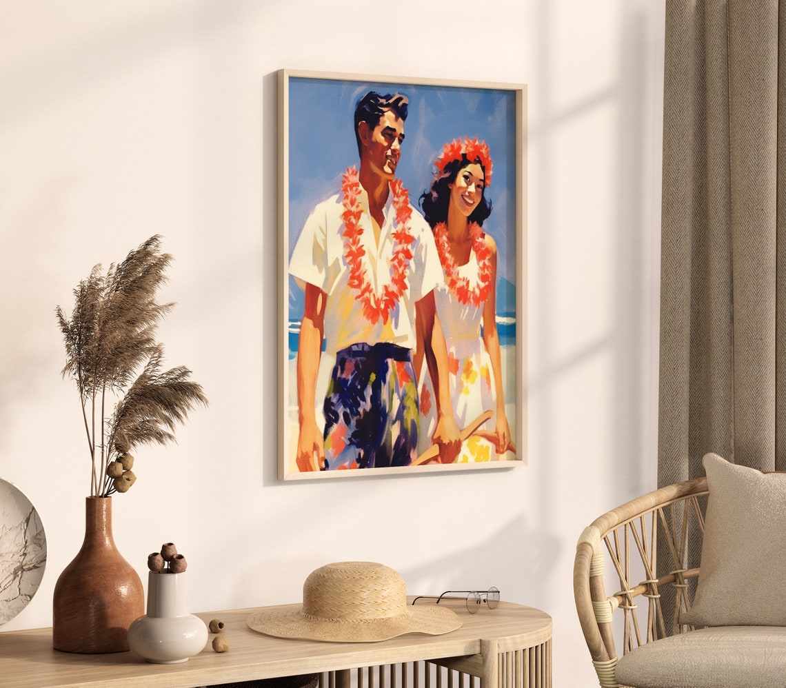 Vintage Hawaii Travel Poster 1950s Retro Hawaii Poster On Thick Matte Paper Hawaii Gift Ideas - Image 2
