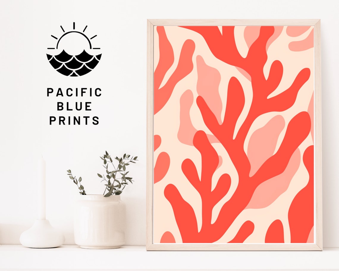 Matisse Style Coral Print Abstract Ocean Art Decor Boho Coastal Painting Sea Life Inspired Wall Art - Image 4