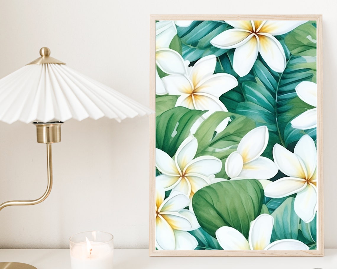 Exotic Plumeria Paradise Painting Tropical Floral Art For Home Decor Vibrant Island Flowers Hawaiian Botanical Wall Decor Unique Art - Image 2