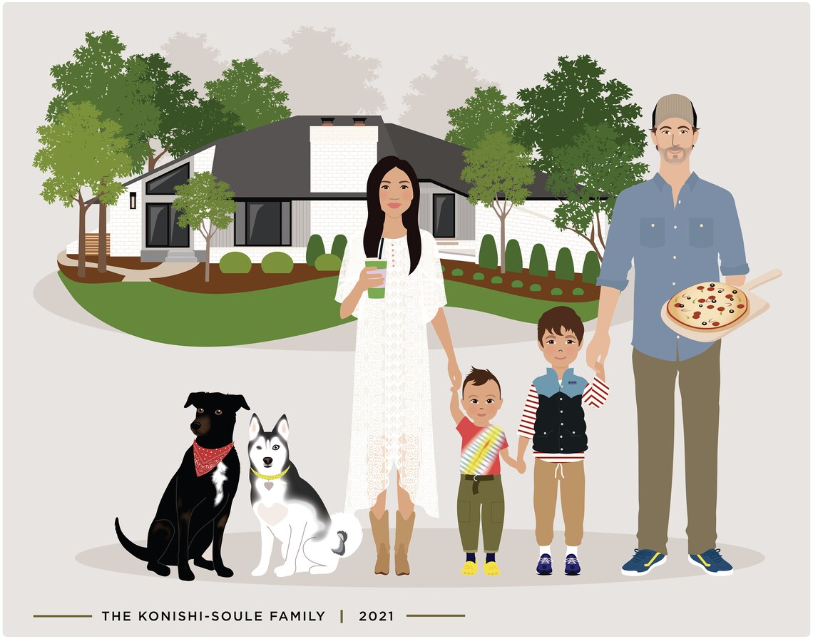 Custom Family Portrait, Personalized Family Wall Art - Image 4