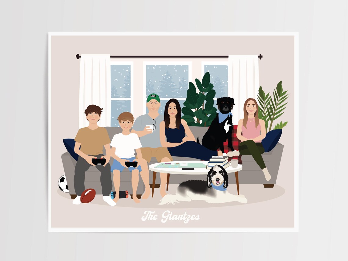 Custom Family Portrait, Personalized Mothers Day Gift - Image 4