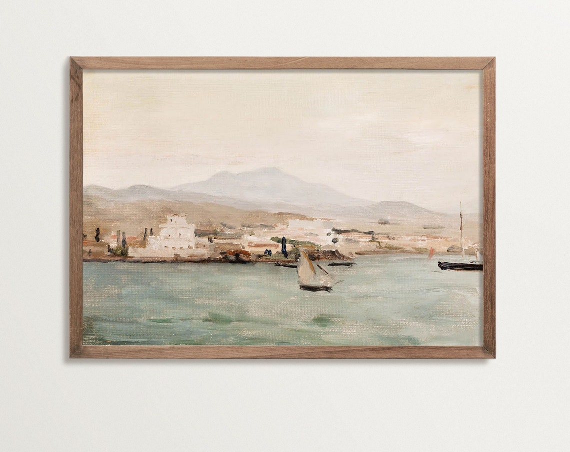 Coastal Seascape Painting, Mediterranean Poster
