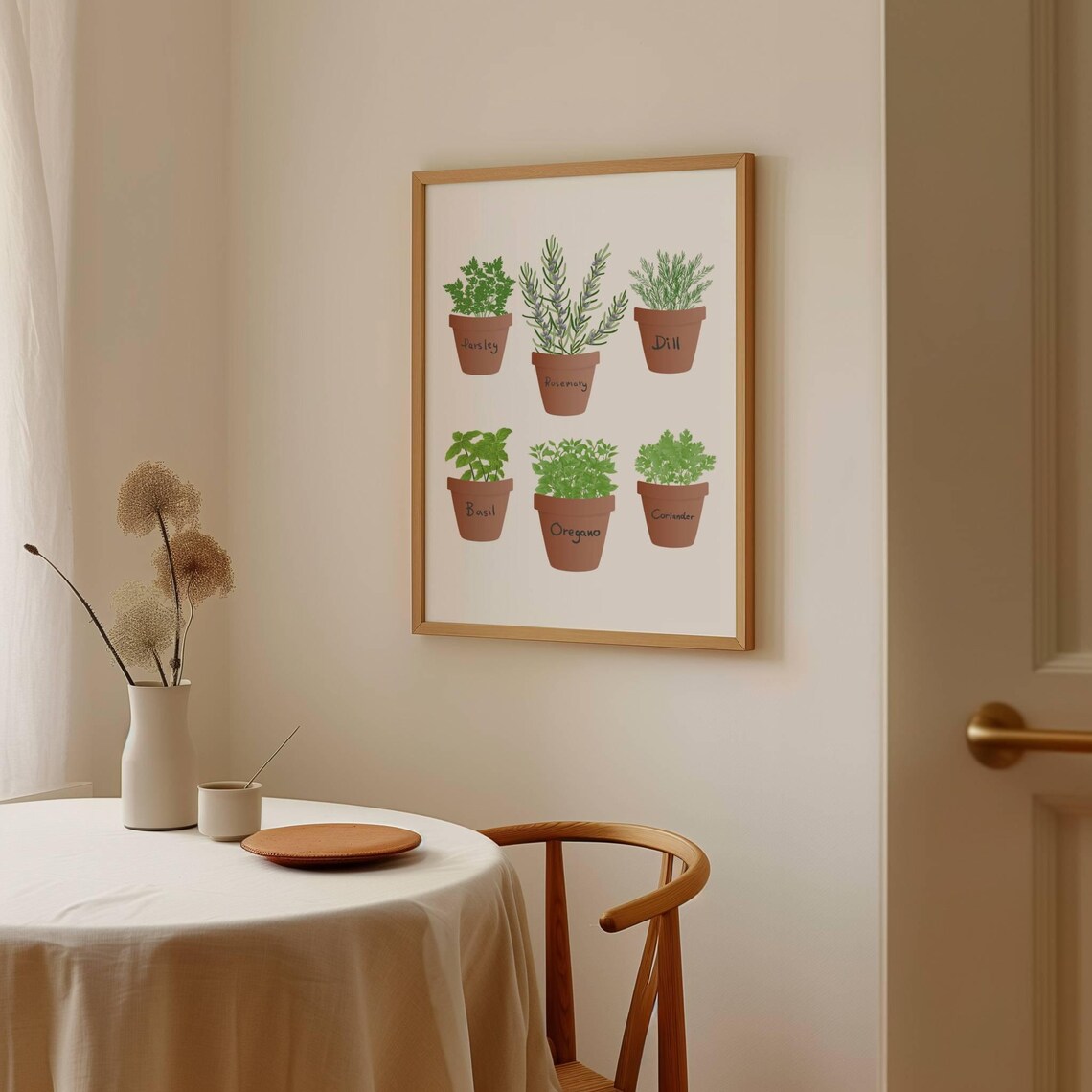 Potted Kitchen Herbs Parsley Rosemary Basil Illustration Poster - Image 2